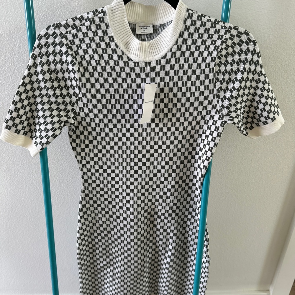 Abercrombie check pattern knit dress new with tags